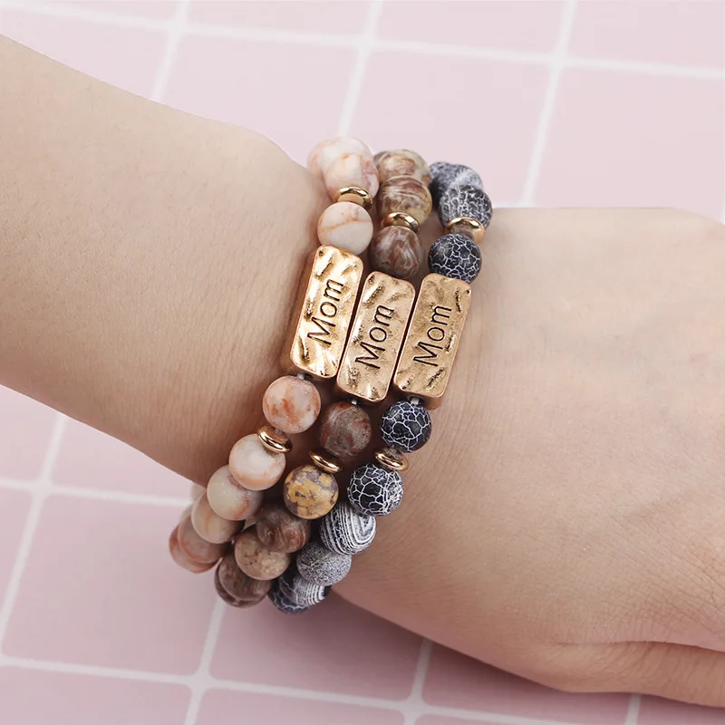 

Natural Stone Beads Chain Mom Patience Necklace Yoga Charm Necklaces For Women Jewelry