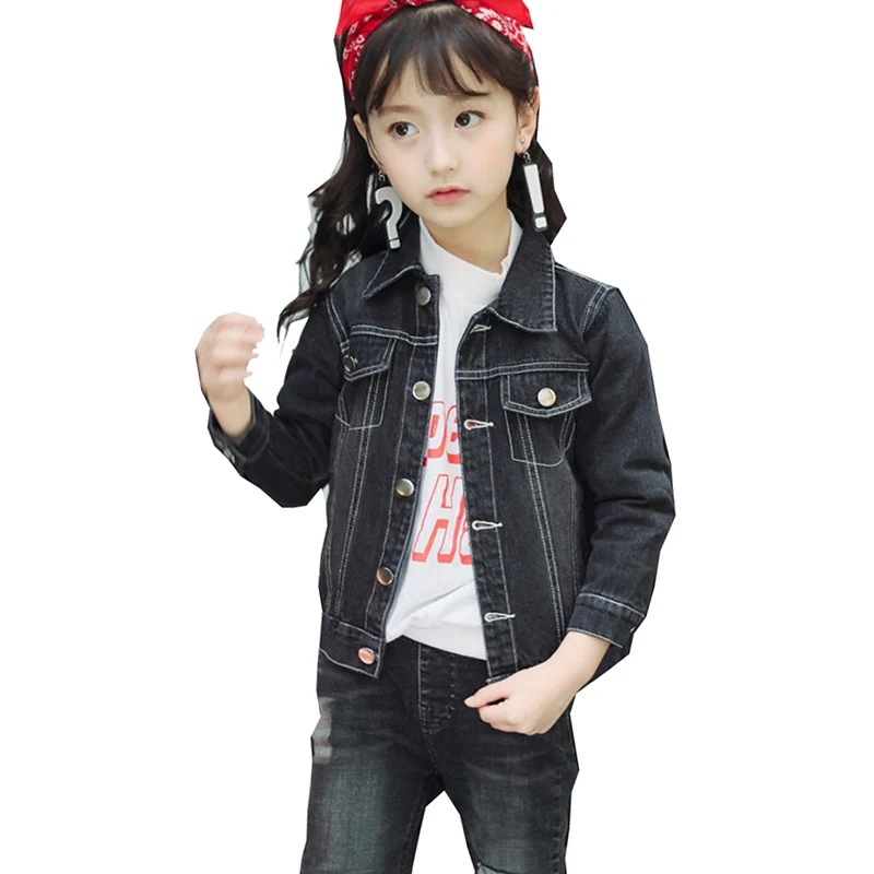 New 2018 Children Kids Girls Spring Clothing Black Long Sleeve Denim Jacket Coats For Korean Cowboy Jackets Outerwear 5 | Детская одежда
