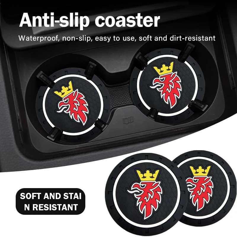 

1/2PCS Car Coaster Water Cup Anti-Slip Pad Bottle Holder Mat For SAAB 9-3 9-5 93 9000 900 9-7 600 99 9-X 97X Turbo X Monster 9-2