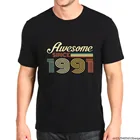 Мужская футболка с рисунком, белая футболка в стиле ретро, с рисунком, подарок на день рождения, 1991