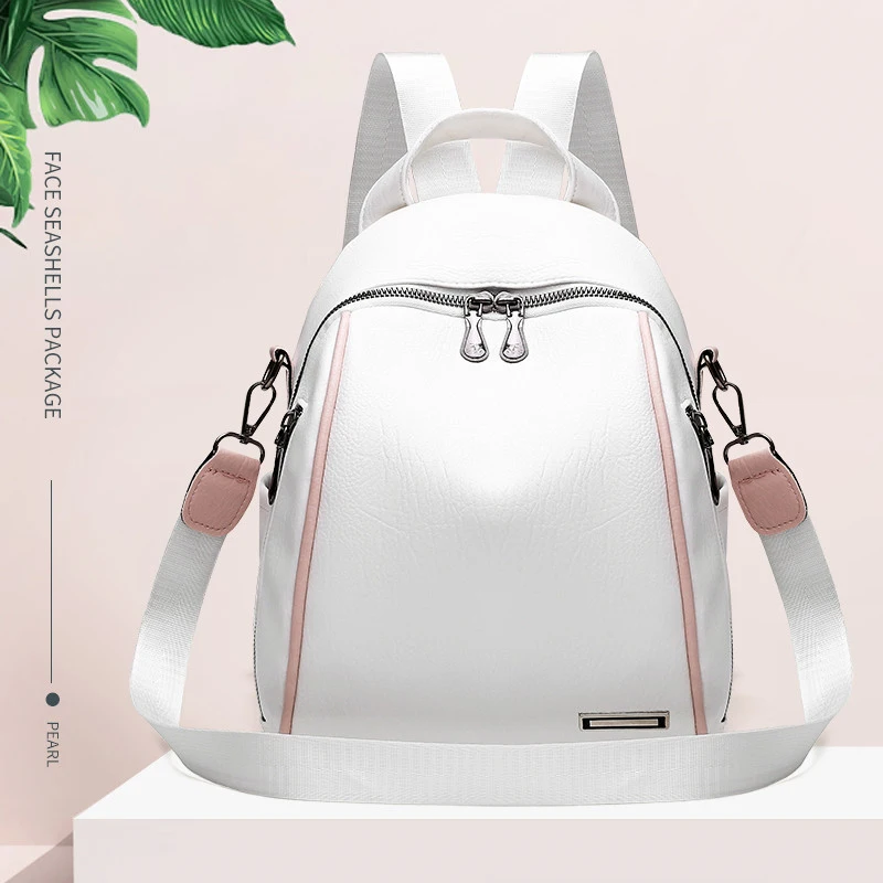 

Women's Fashion Casual Backpack Large Capacity Multi-Function Ladies Backpack Retro Solid Color Travel Backpacks Girl School Bag