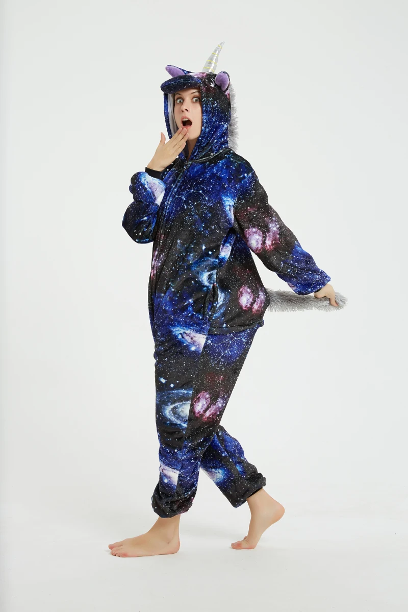 Звездное небо Единорог для взрослых животных кигуруми женский мужской