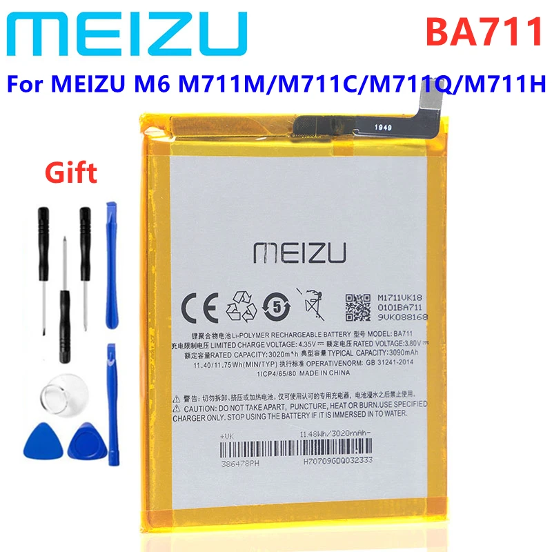 100% Оригинальный аккумулятор 3070 мАч BA711 для Meizu M6 Meilan 6 M711M M711C M711Q M711H - купить по