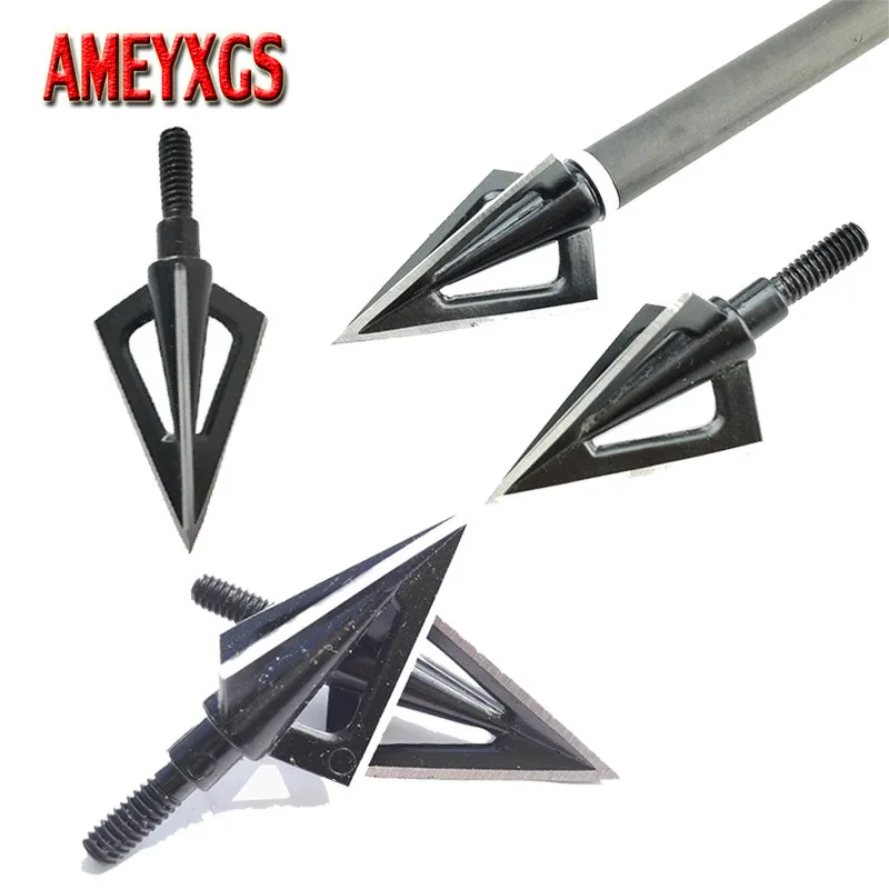 

6 шт. стрельба из лука 100 зерна наконечник стрелы 3 фиксированного 3 фиксированного лезвия винт в наконечники стрел для наружного лука охоты с...