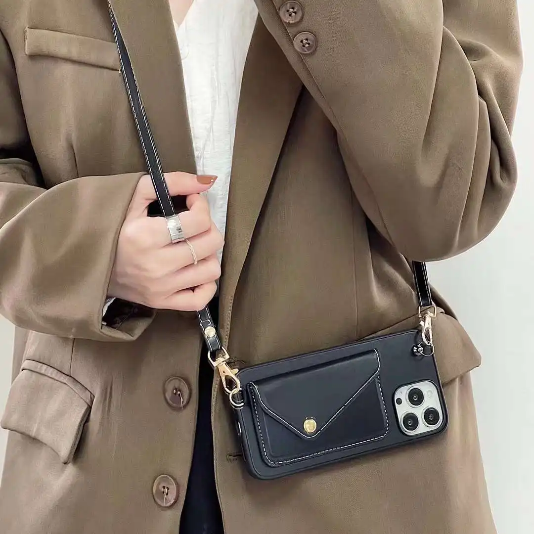 

Luxury Lady Wallet Handbag Crossbody Case For iPhone 13 12 Mini 11 Pro Xs Max XR Card Slot Purse Leather Cover with Strap Chain
