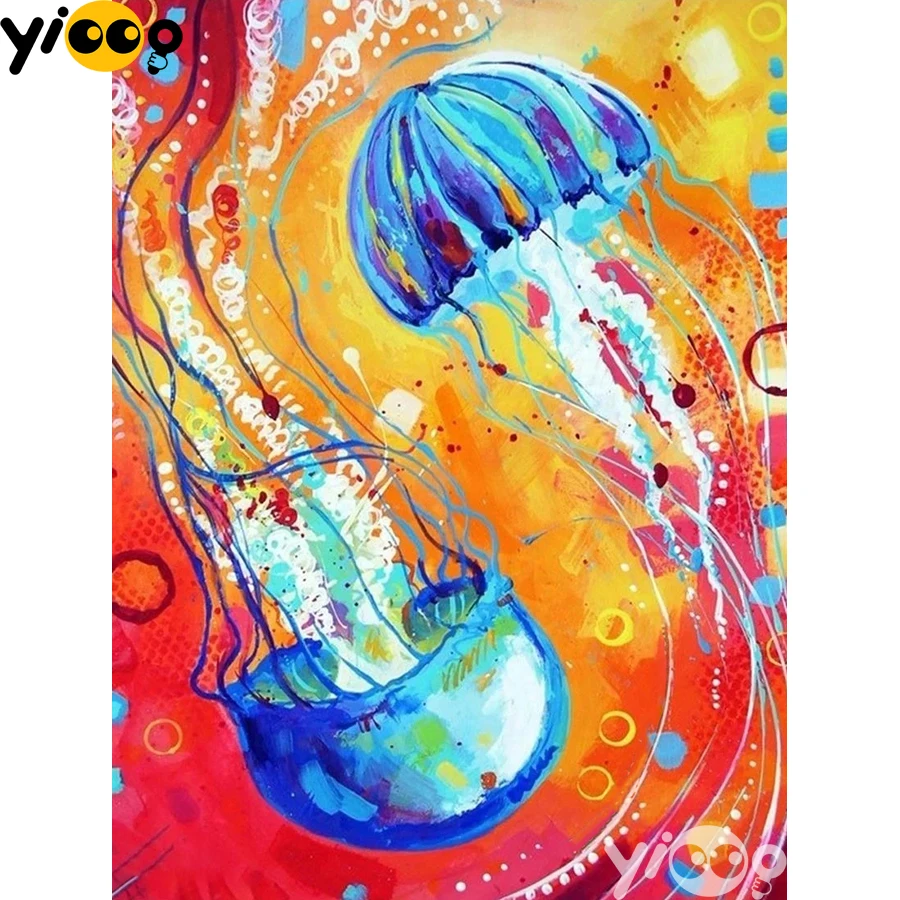 

Full Square/Round Drill Diamond Painting Cross Stitch Embroidery Colorful Jellyfish Rhinestone Mosaic Home Decor Gift AX2503