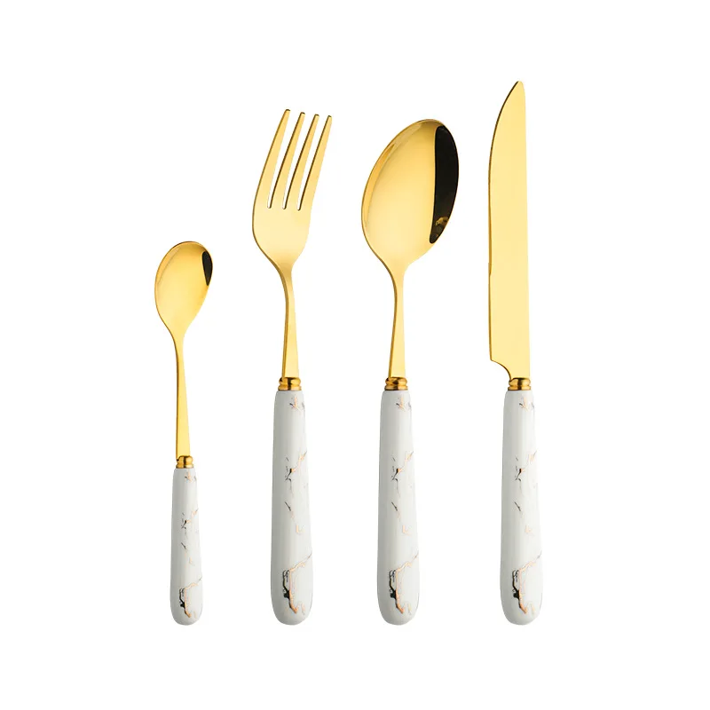 

Креативная керамическая посуда, нож, вилка, ложка, десертная ложка, набор кухонных столовых приборов из нержавеющей стали, детские столовые ...