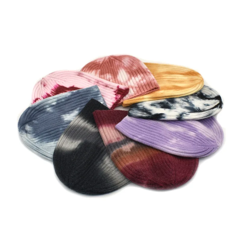 

Men Autumn and Winter New Tie-Dye Printed Knitted Beanies Hats Women Warm Woolen Hedging Caps Outdoor Sports Ski Cap Gorras