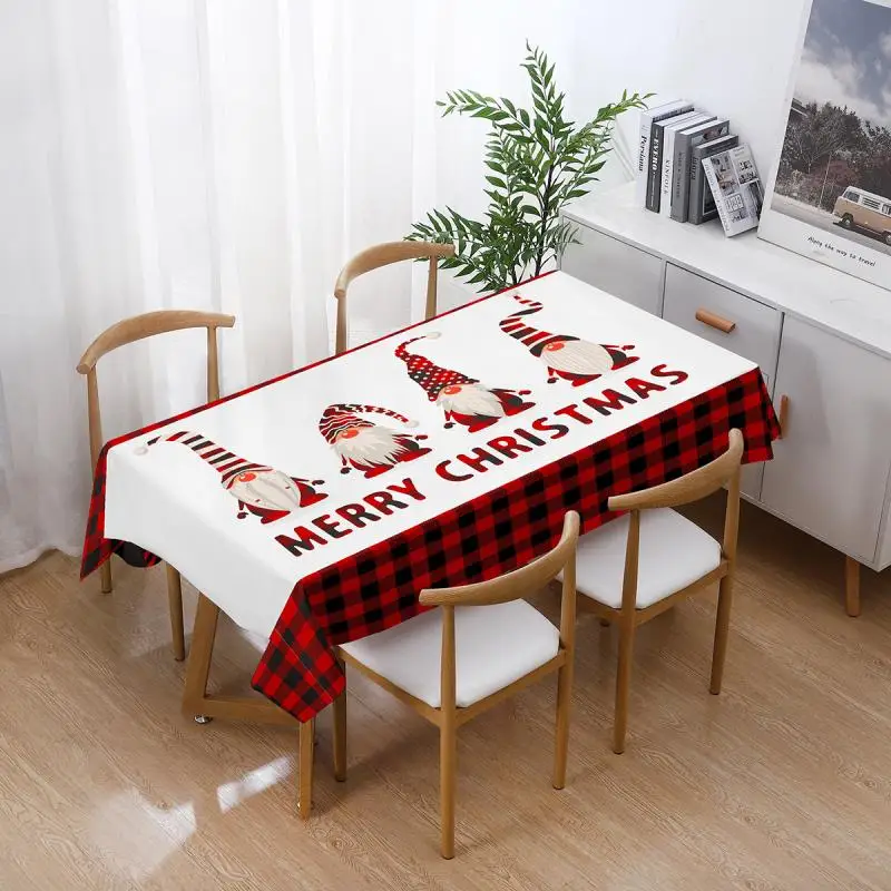 

Christmas Red Green Plaid Tablecloth Santa Claus Table Cloth Table Runner for Dining Home Decor New Year Xmas Tables Cover
