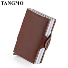 TANGMO RFID Бумажник для карт чехол-портмоне для Для мужчин кредитница Бизнес Crazy Horse кожа двойная Слои визитница Алюминий Футляр для карт