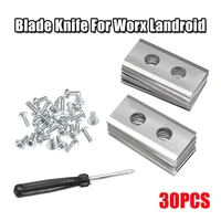 30pcs steel replace blade knifes spare parts with 60pcs screws screwdriver for worx for landroid mower robot 0 9mm