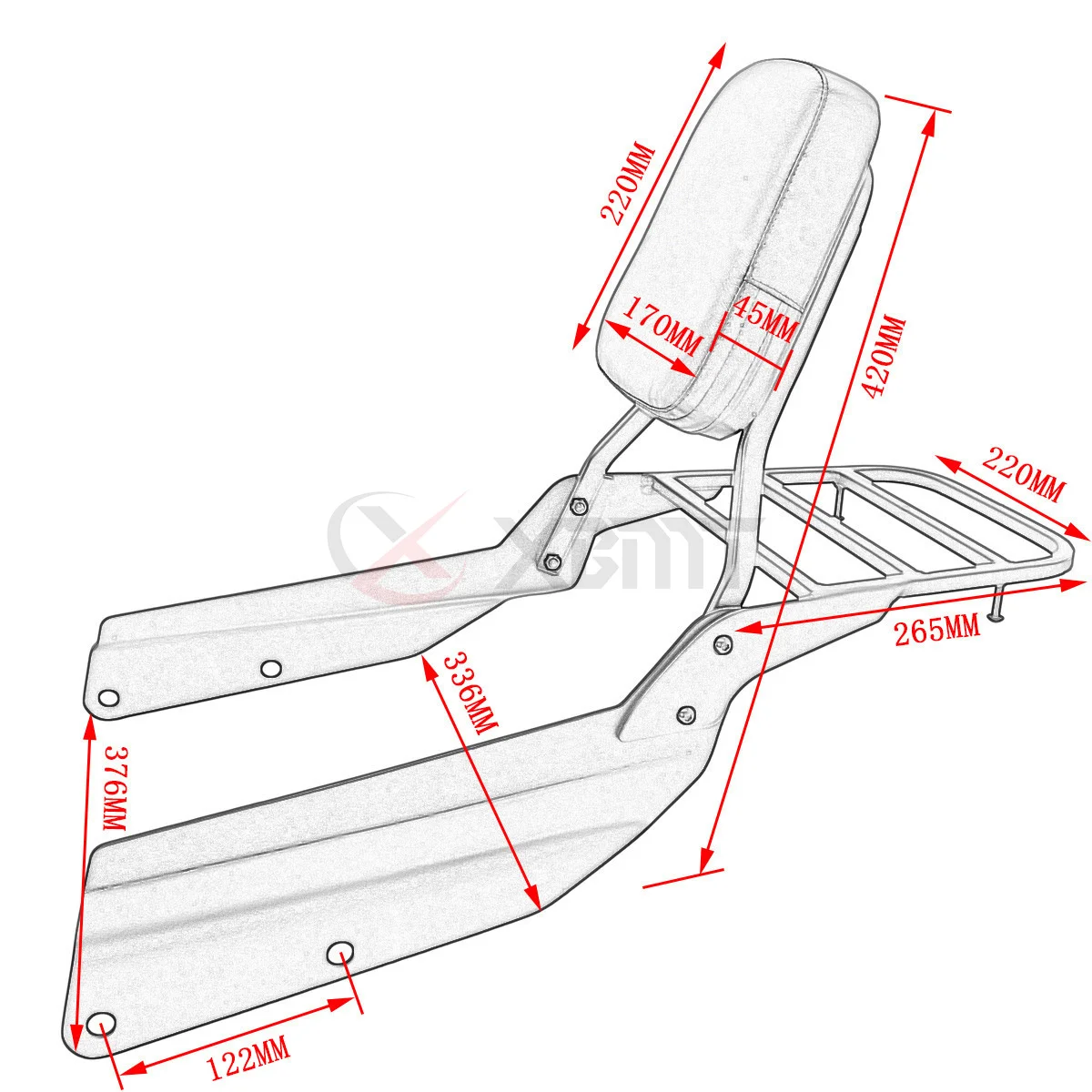 Мотоциклетная пассажирская спинка багажная стойка Sissy Bar для Honda VTX 1300 1800 VTX1300 VTX1800