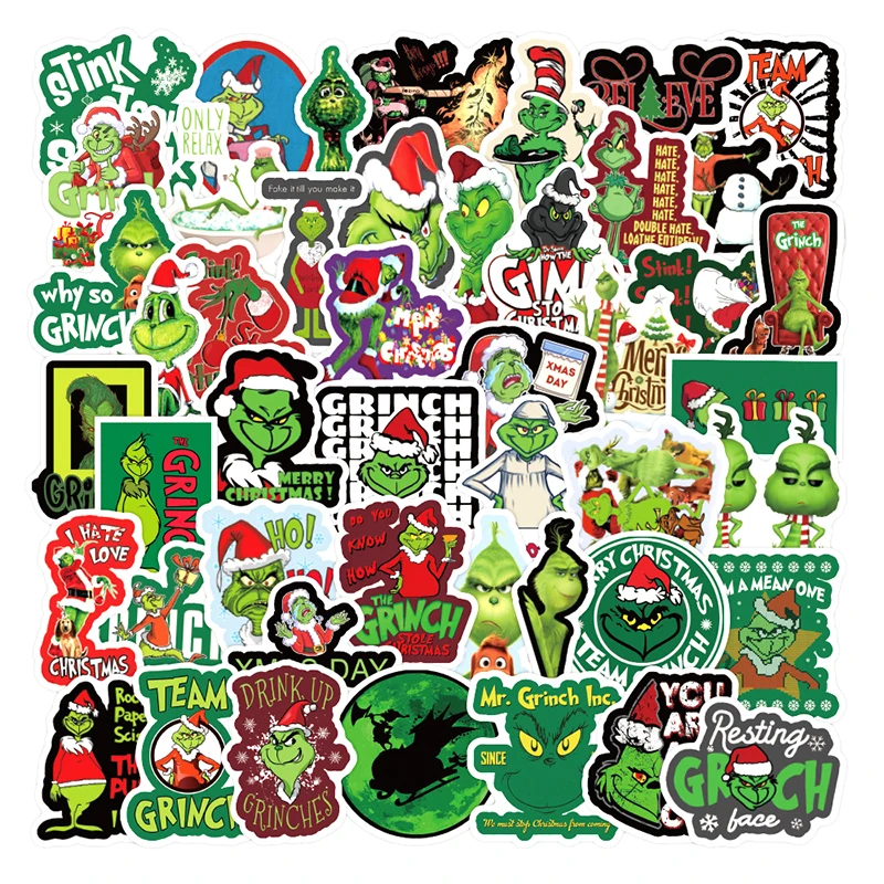 10/30/50 unids/bolsa &iquest;c&oacute;mo el Grinch Rob&oacute; la Navidad las pel&iacute;culas cl&aacute;sicas de pegatinas para dibujar-marco de la barra de los ni&ntilde;os juguetes de coches mochila cuaderno-1