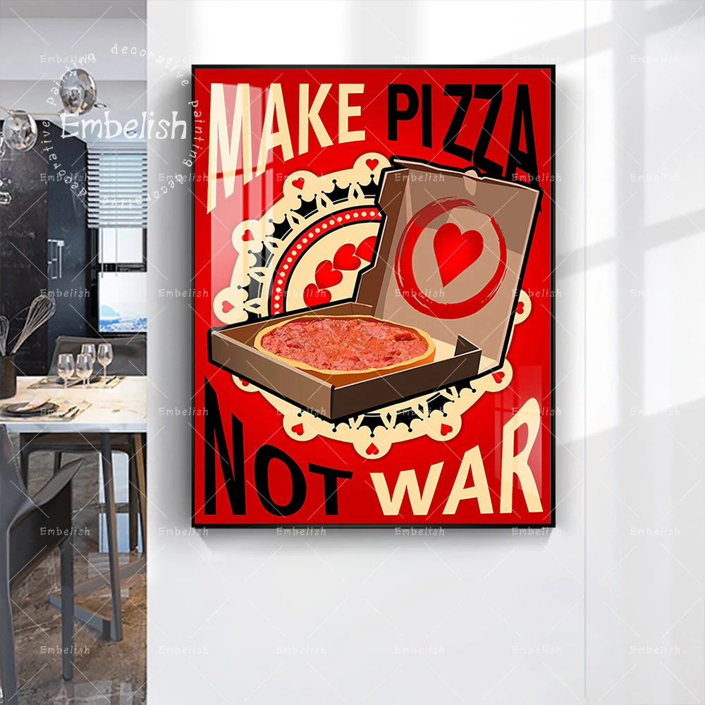 

1 Pieces Hot Make Pizza Not War Large Wall Art Pictures For Living Room Famous Artworks Posters Home Decor Canvas Paintings