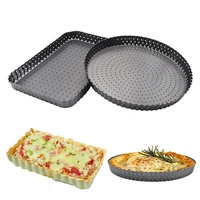 11 round pizza baking pan rectangular perforated fruit pie removable loose bottom pie pan mould bakeware
