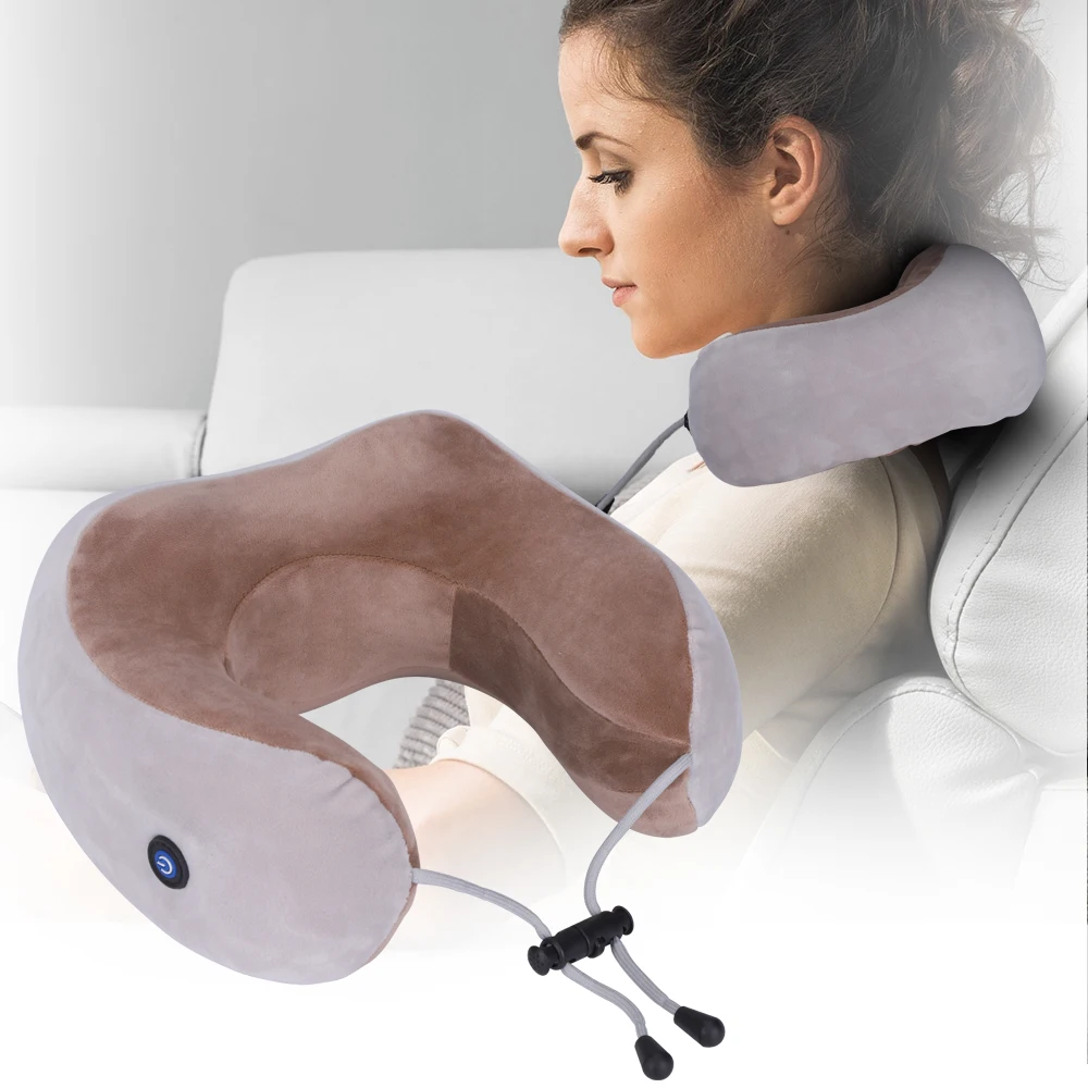 

U-Shaped Pillow Electric Neck Pillow Ergonomic Support for Shoulder Cervical Vertebra Vibration Massage Modes Sleep Helper Tool