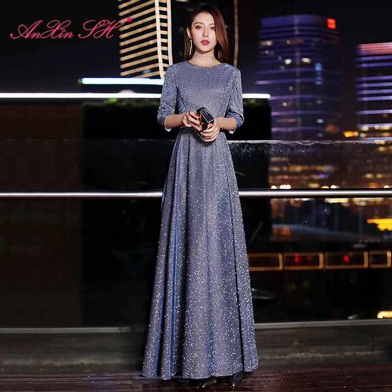 AnXin SH принцесса серое кружево Сверкающее вечернее платье для вечевечерние