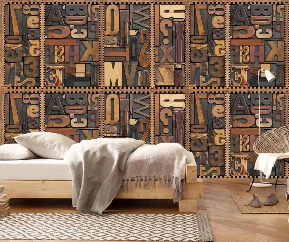 customize 3D wallpaers Woodcarving English alphabet wallpaper 3d for bedroom Living room hotel roll | Обустройство дома
