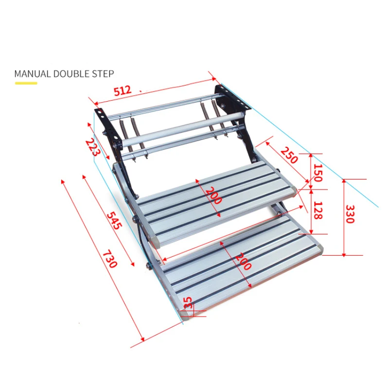 Portable Manual Step Telescopic Single/Double Step Folding Ladder Step Ladder Aluminum Alloy Non-Slip Camping Pedal
