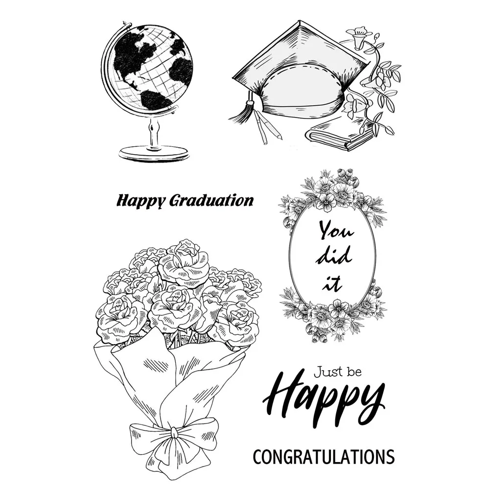 

DABOXIBO Graduation season flowers blessings Clear Stamps Mold For DIY Scrapbooking Cards Making Decorate Crafts NEW Arrival