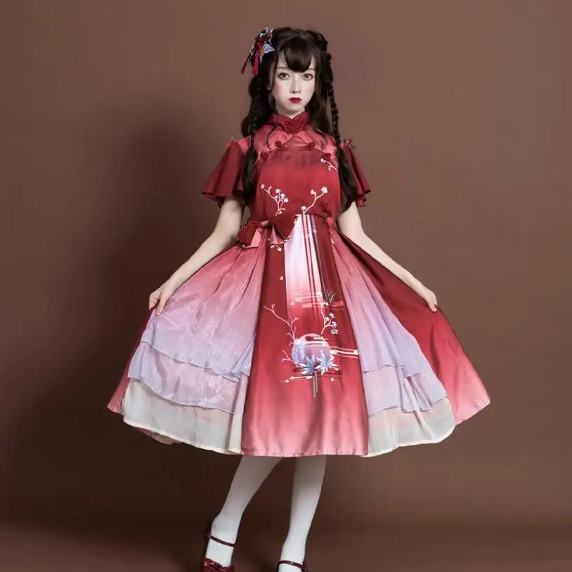 

Royal fairy chinese style sister embroidery Princess dress female big bow moon pattern design cute gown dress F1300 factory