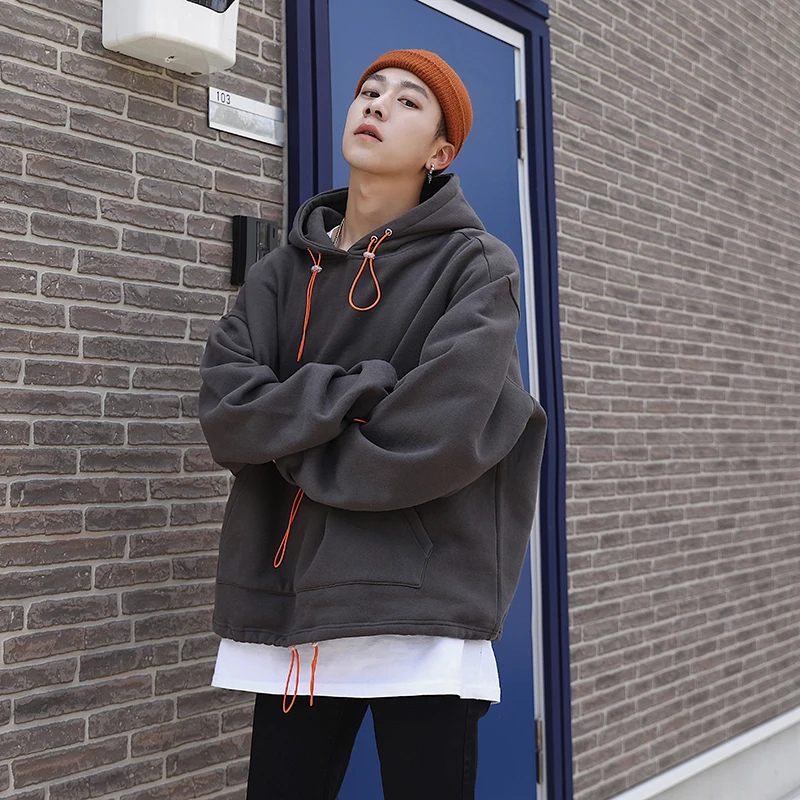 Осень неоновый цвет Мужская толстовка с капюшоном уличная винтажная хип-хоп