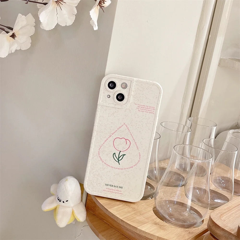 

Korean Aesthetic Flower Pink Phone Case For iPhone 13 12 11 Pro XS Max X XR 7 8 Plus SE Cute Tulip Soft Silicone Back Cover