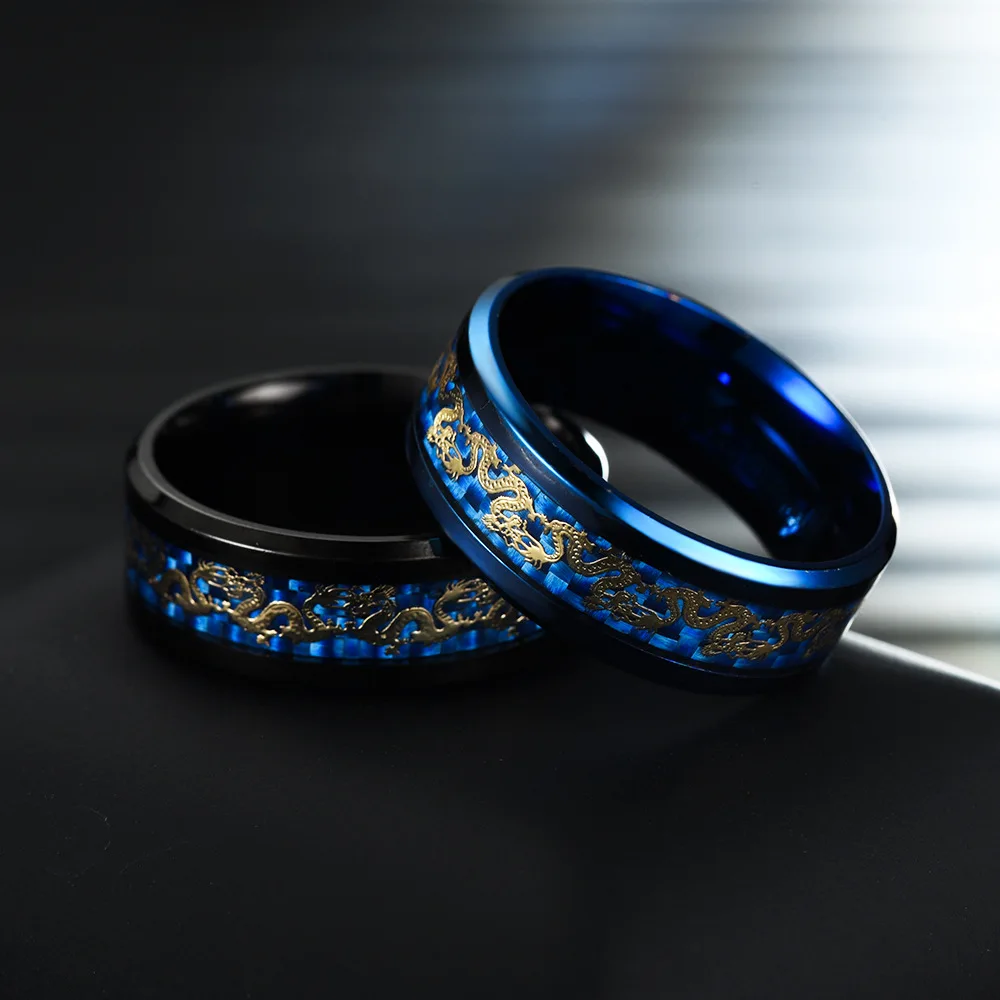 Импортные товары кольца из углеродного волокна с драконом мужские 100%