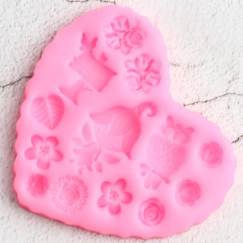 Силиконовые формы для украшения торта в виде цветов сказочный сад детский день