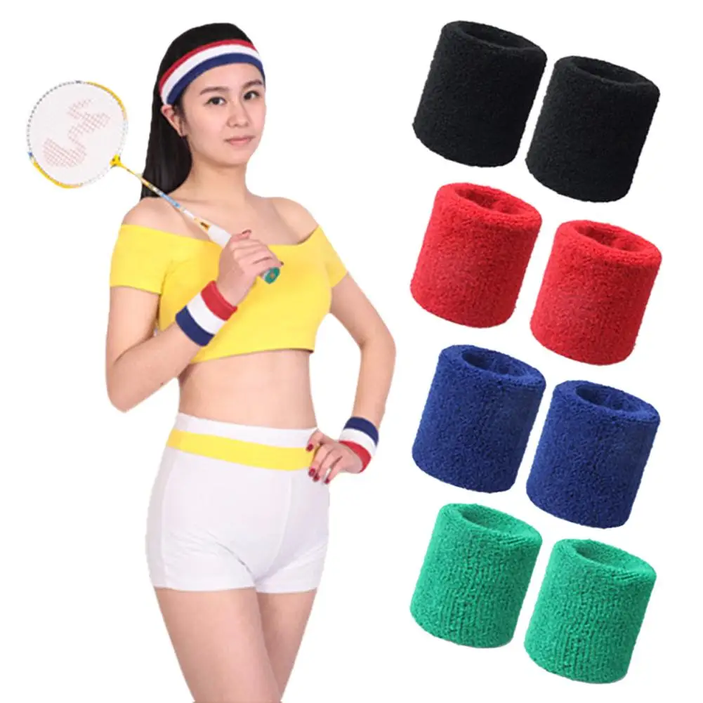 

2Pcs Wristbands Absorb Sweat Towel Wrist Protector for Badminton Tennis Sport Wrist Wraps Bandages Wrist Support