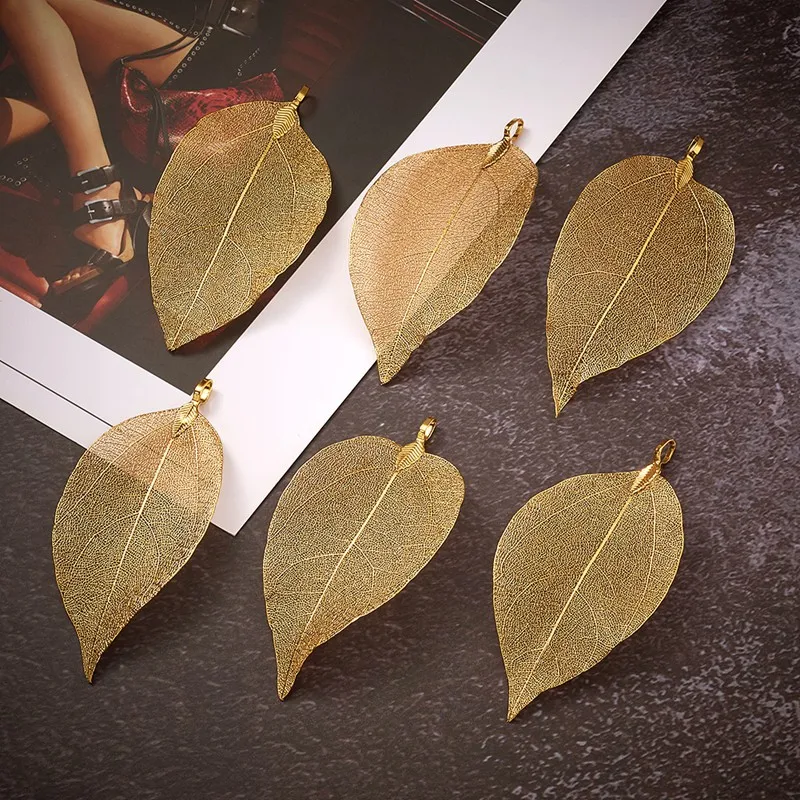 10 шт. металлические латунные покрытые натуральными листьями большой цвет