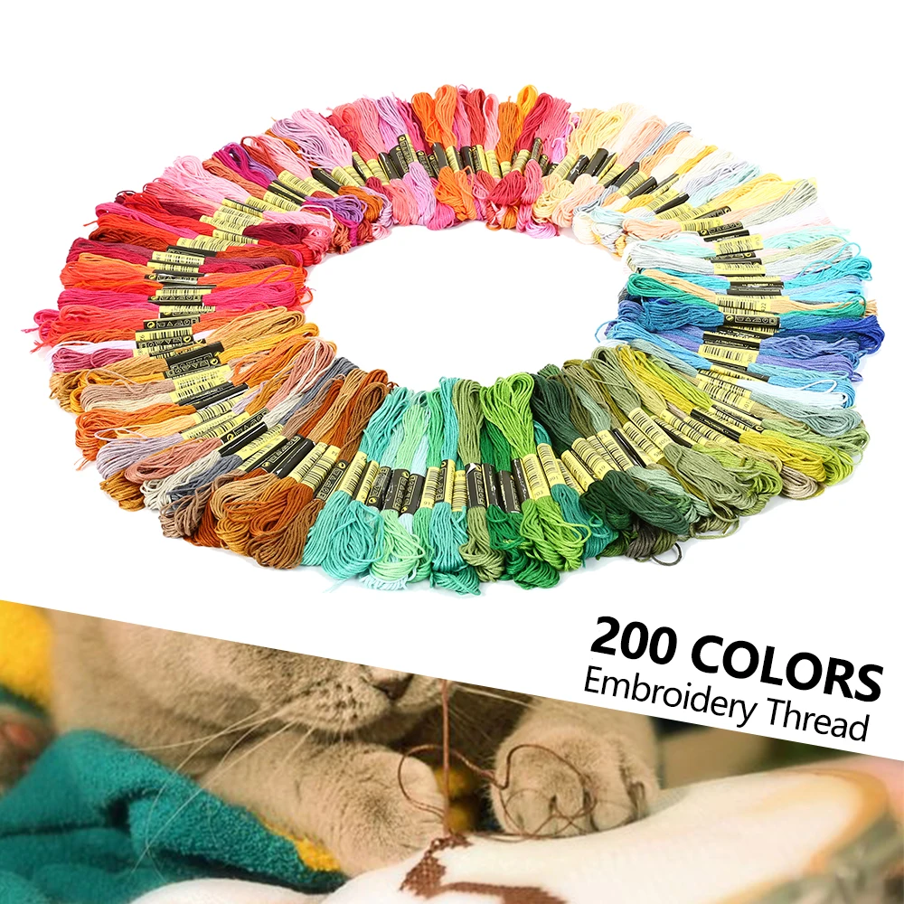 200 цветов нитки для вышивания крестиком хлопковые мотки шитья похожий Набор