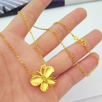 creative pure 14k yellow gold necklace jewelry butterfly chain necklace chocker for women engagement anniversary jewelry gifts