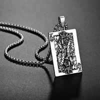 mens poker king necklace tone skull pendant for male casino fortune playing cards for party