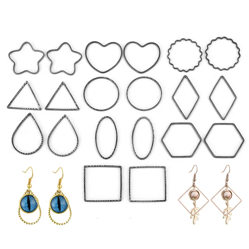 20 шт. открытая пустая рамка полый кулон сердце круглая Геометрическая из смолы