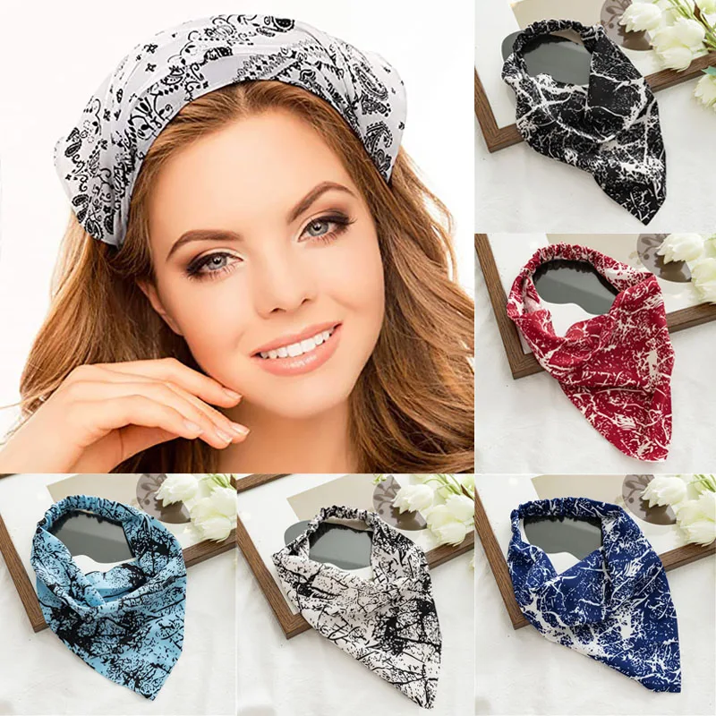

1 pc Fashion Flower Printed Elastic Headband Hair band Bandannas For Woman Girls Hair Accessories Elegant Ribbon Turband Orament