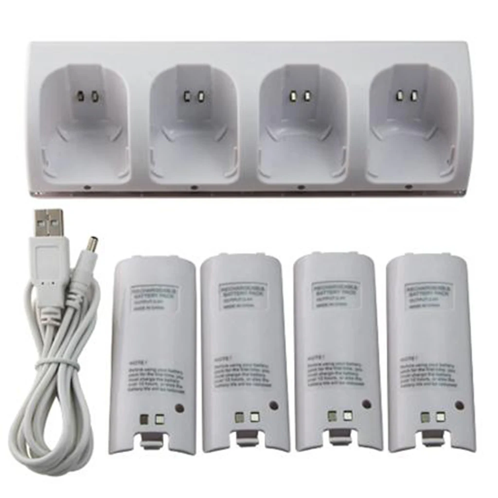 

NEW Charging Dock Charging Station Stand with 4pcs 2800mAh Batteries for Wii