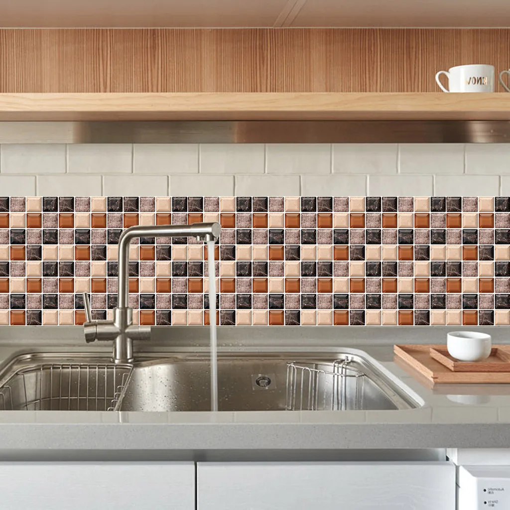 

KAKUDER 6pcs Personality Mosaics Tile Wall stickers Kitchen Bathroom mothproof Sticker vinilo decorativo pegatinas Drop Ship New