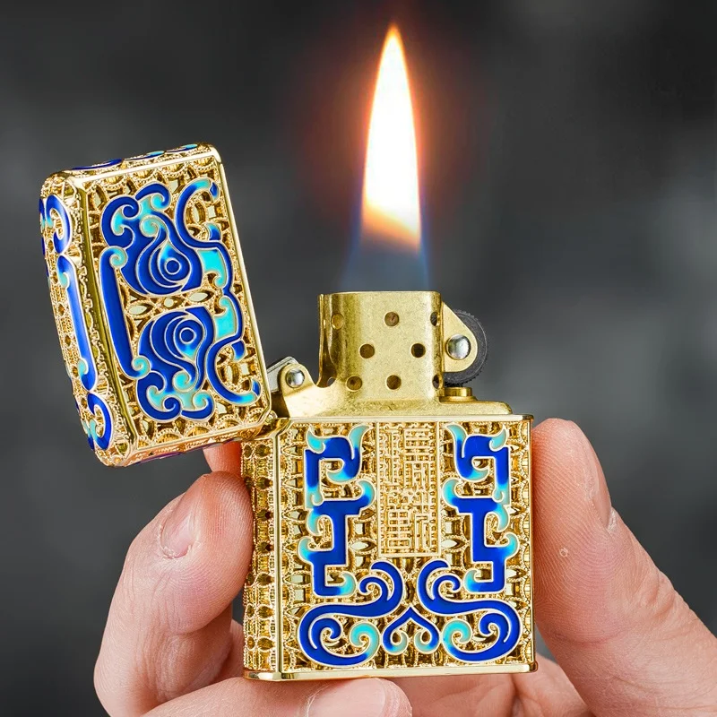 Роскошный и элегантный подарок на удачу керосиновая зажигалка Золотая проволока