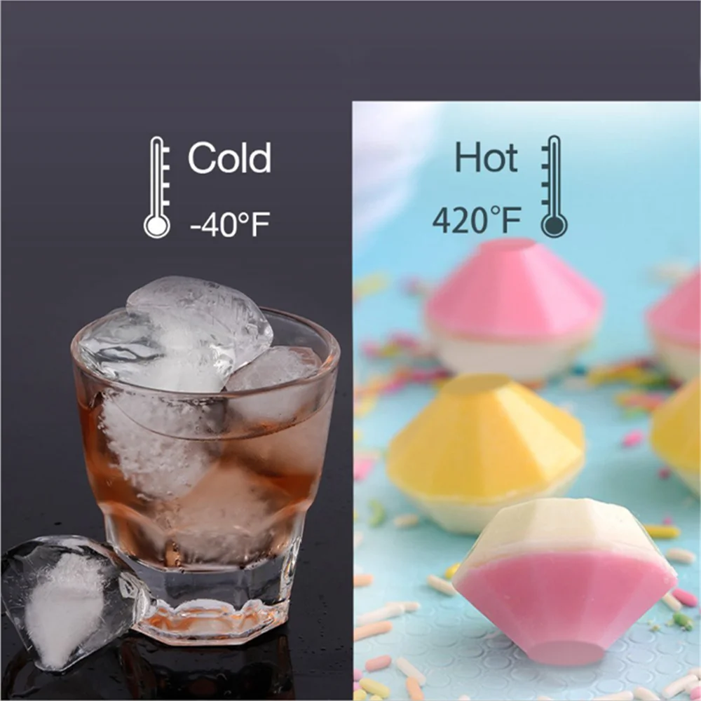 

4 Cell Diamond Ice Ball Mold Silicone Ice Cube Tray Whiskey Ball Maker Ice Cream Molds Form Chocolate Mold For Party Bar