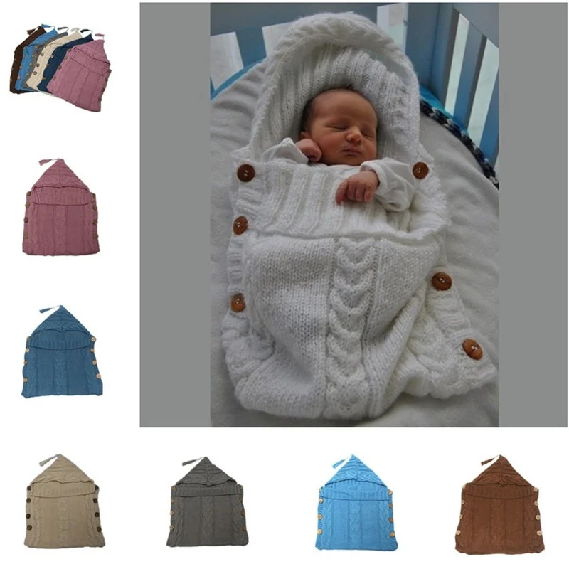 

Autumn and Winter Baby Knitted Woolen Button Sleeping Bag Stroller Sleeping Bag