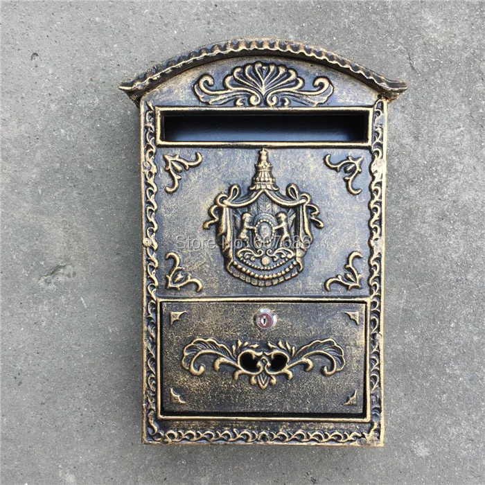 Литой алюминиевый почтовый ящик Postbox бронзовая рельефная отделка декор металлический почтовый ящик для домашнего магазина квартиры сада стены запираемый