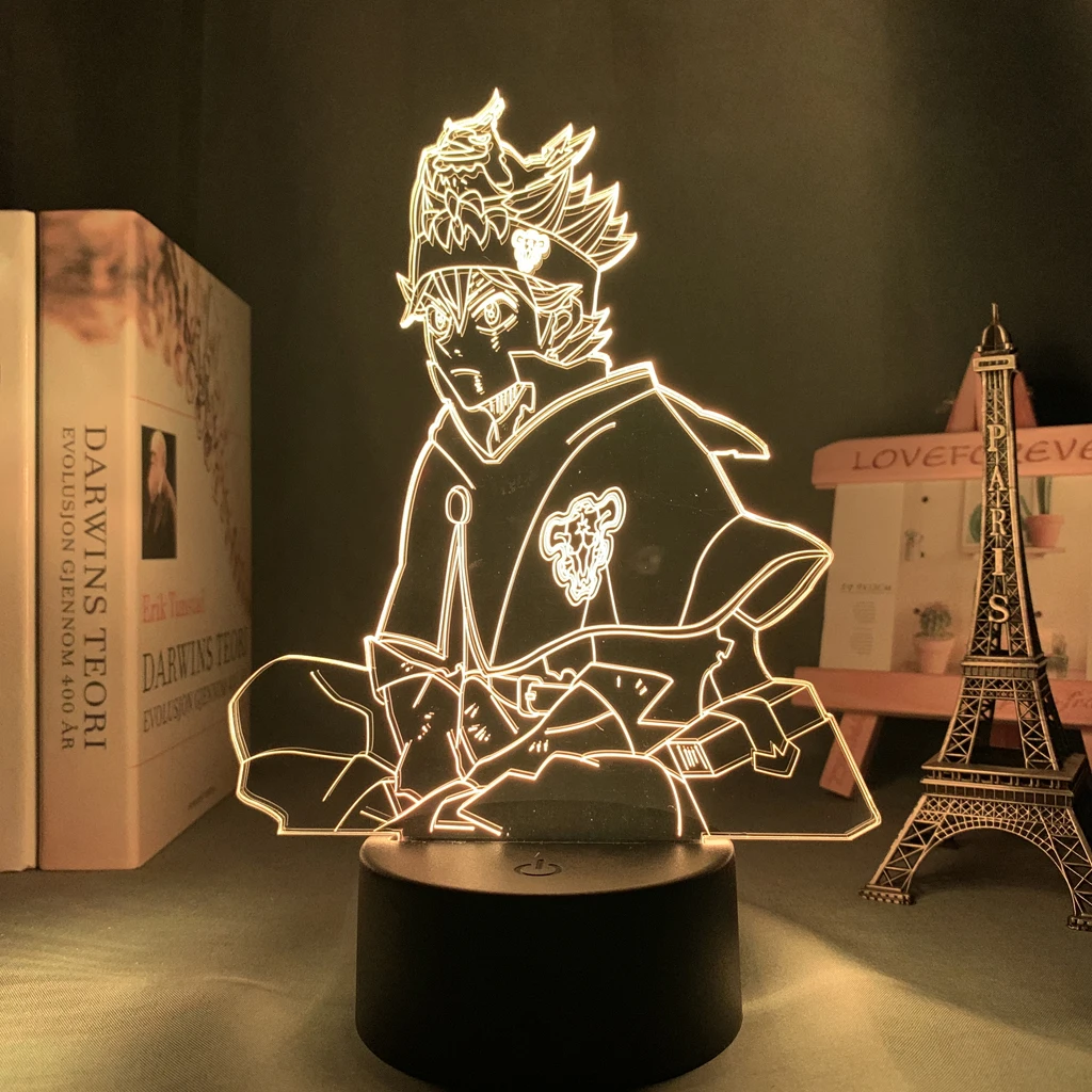 3d Светодиодная лампа Аниме Черный клевер Аста для спальни украшение светильник