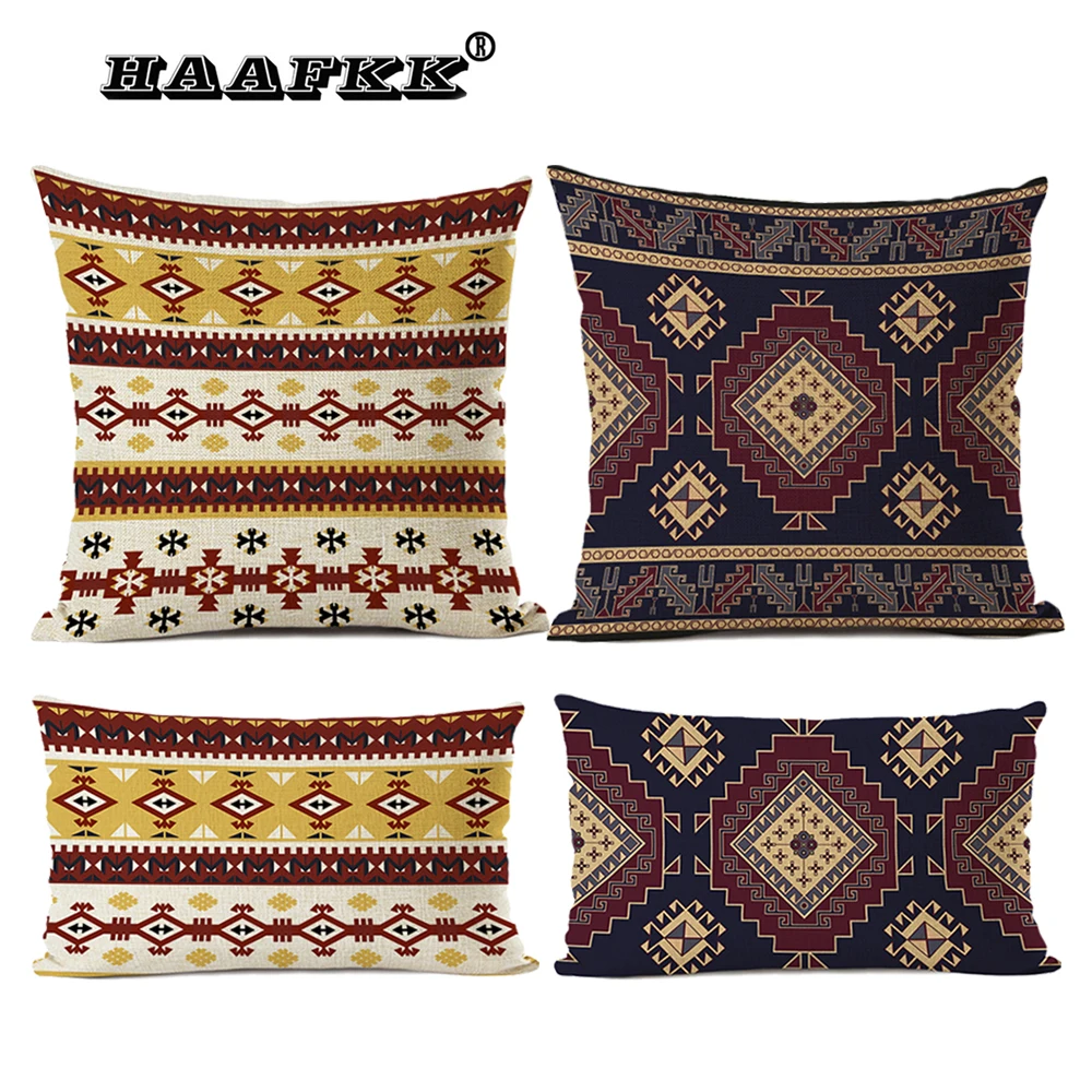 

Colorful Geometric Cushion Cover 45x45cm Living Room Sofa Decorative Cushion Cover High Quality Linen Bohemian Pillow Cover
