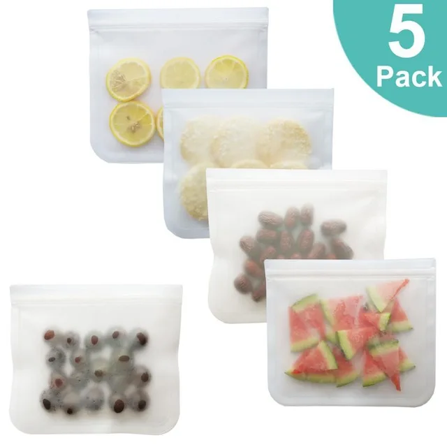 5pcs 18x21.5 Силиконовая сумка для хранения продуктов, многоразовая свежая сумка на молнии, герметичные емкости для хранения продуктов, контейнеры, сумка, одобренная FDA, BPA бесплатно - Цвет: 5pcs 18x21.5