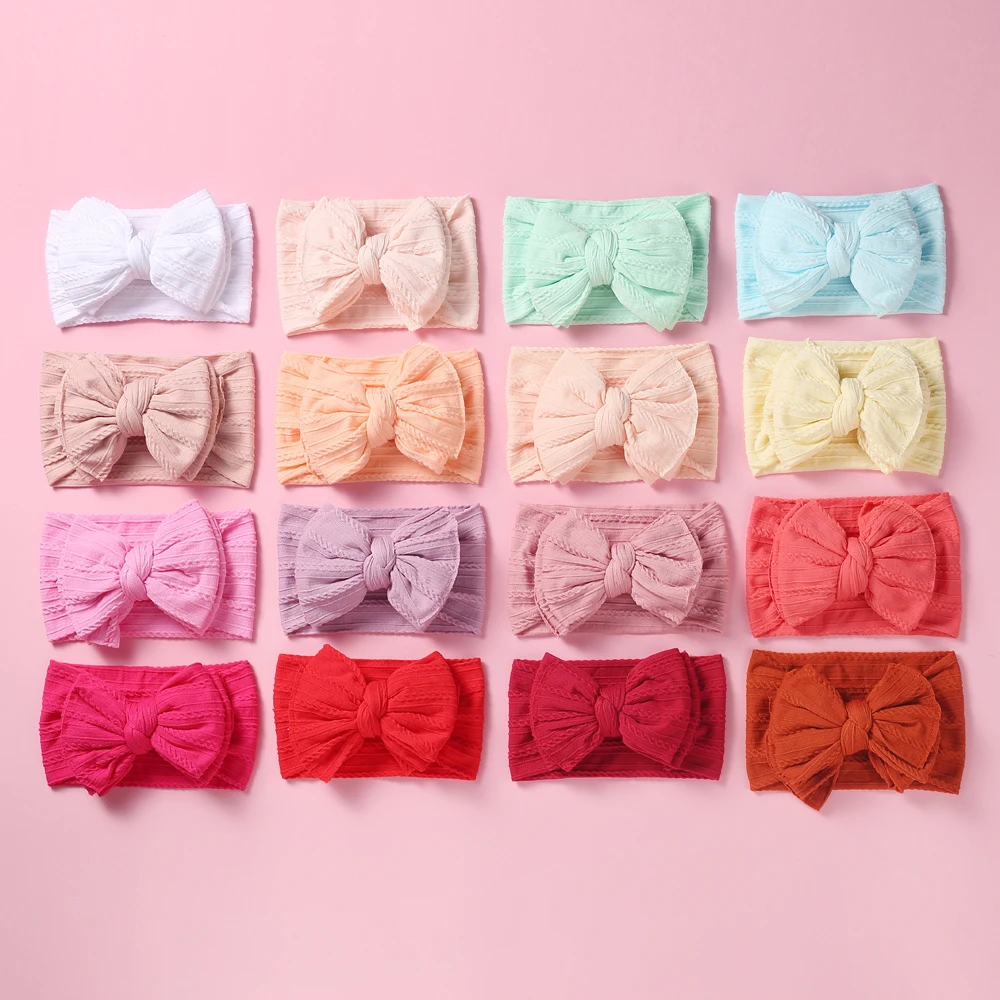 Милый розовый вязаный широкие нейлоновые повязки для детей девочек мягкие