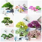 Большой зеленый искусственный гость, поздравление, сосна в горшке, бонсай, украшение для дома, спальни, гостиной, ванной комнаты, искусственные растения, 39 стилей