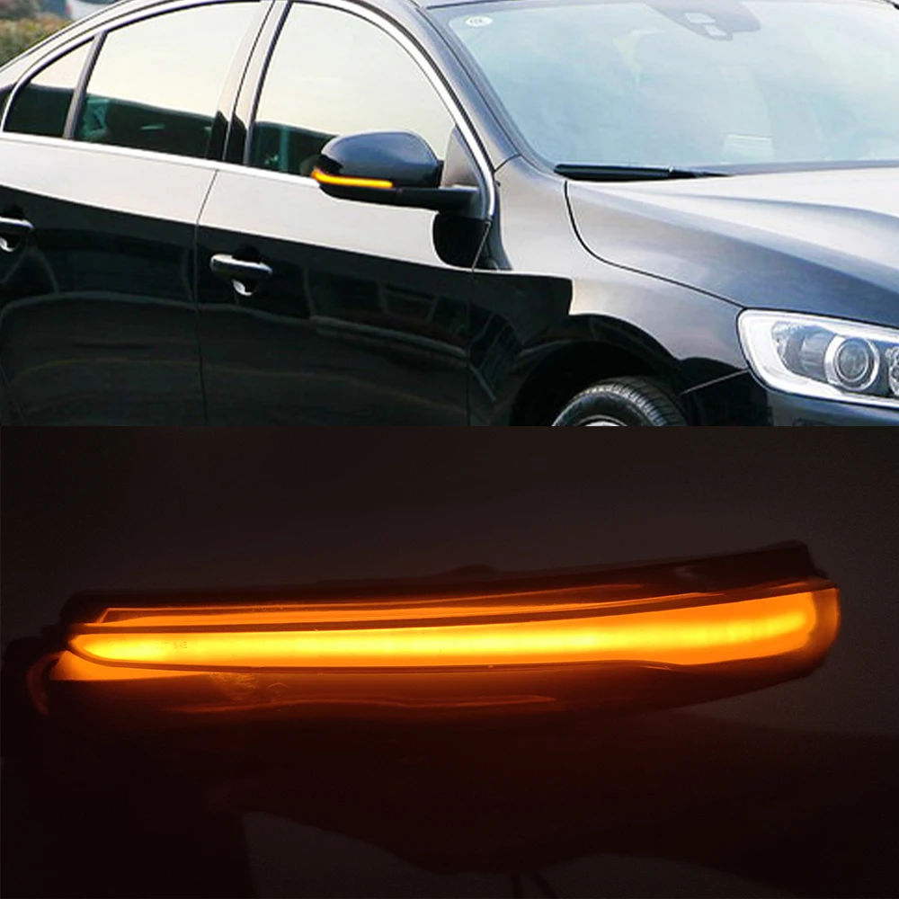 2PCS For Volvo V40 CC II V60 S60 2011-2018 S80 V70 III LED Dynamic Turn Signal Light Side Mirror Sequential Blinker Lamp - купить по