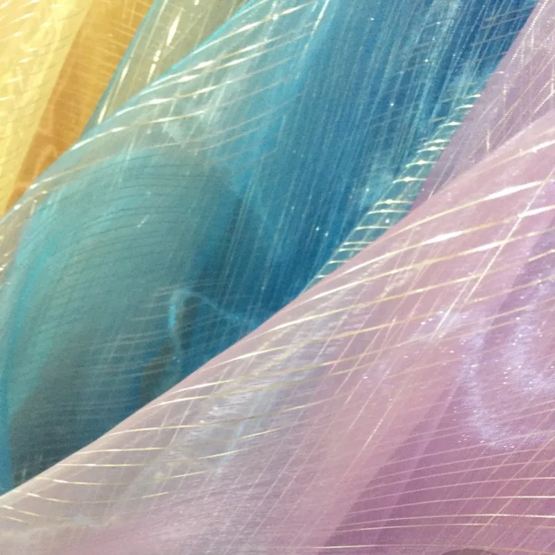 Ткань из органзы с серебряными полосками для кукол шторы платье свадебное