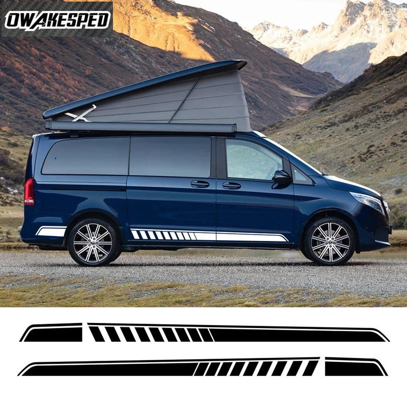 

Racing Sport Stripes Car Door Side Skirt Sticker For-Mercedes-Benz V class Auto Body Decor Vinyl Decals Exterior Accessories
